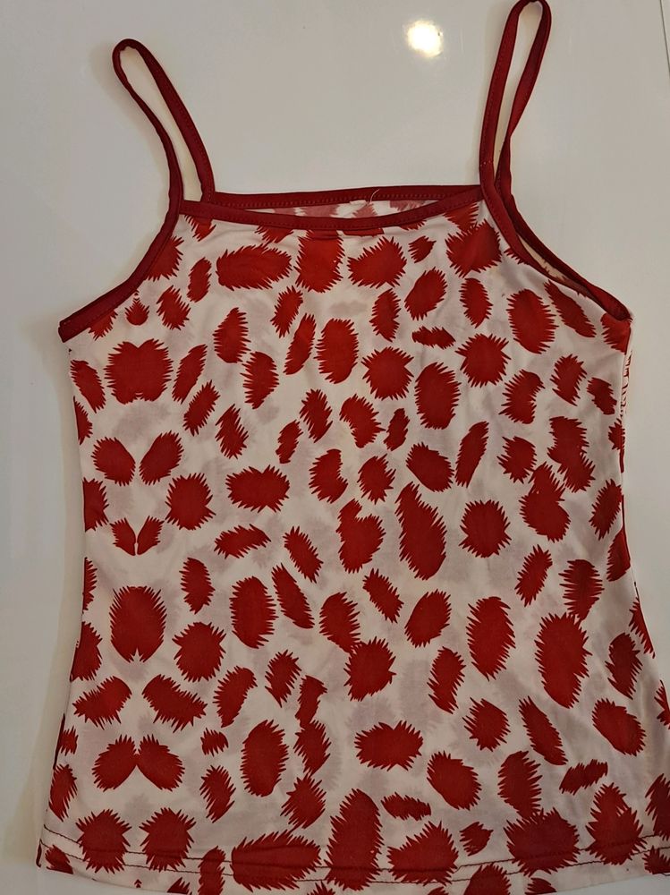 Unused White And Red Stretchable Inner
