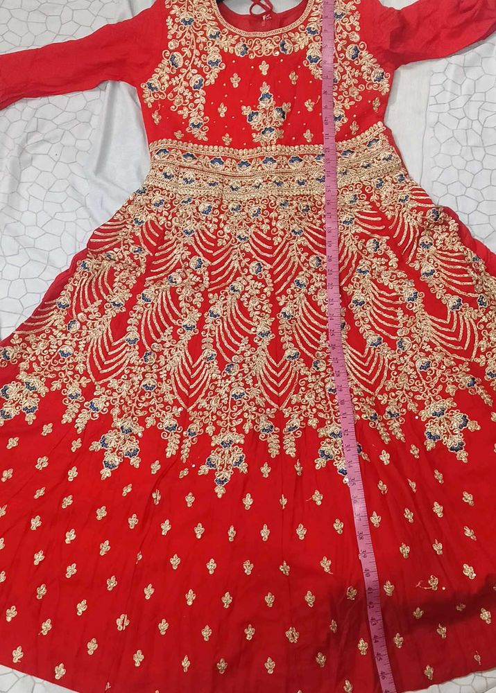 Red Embroidered Anarkali Dress