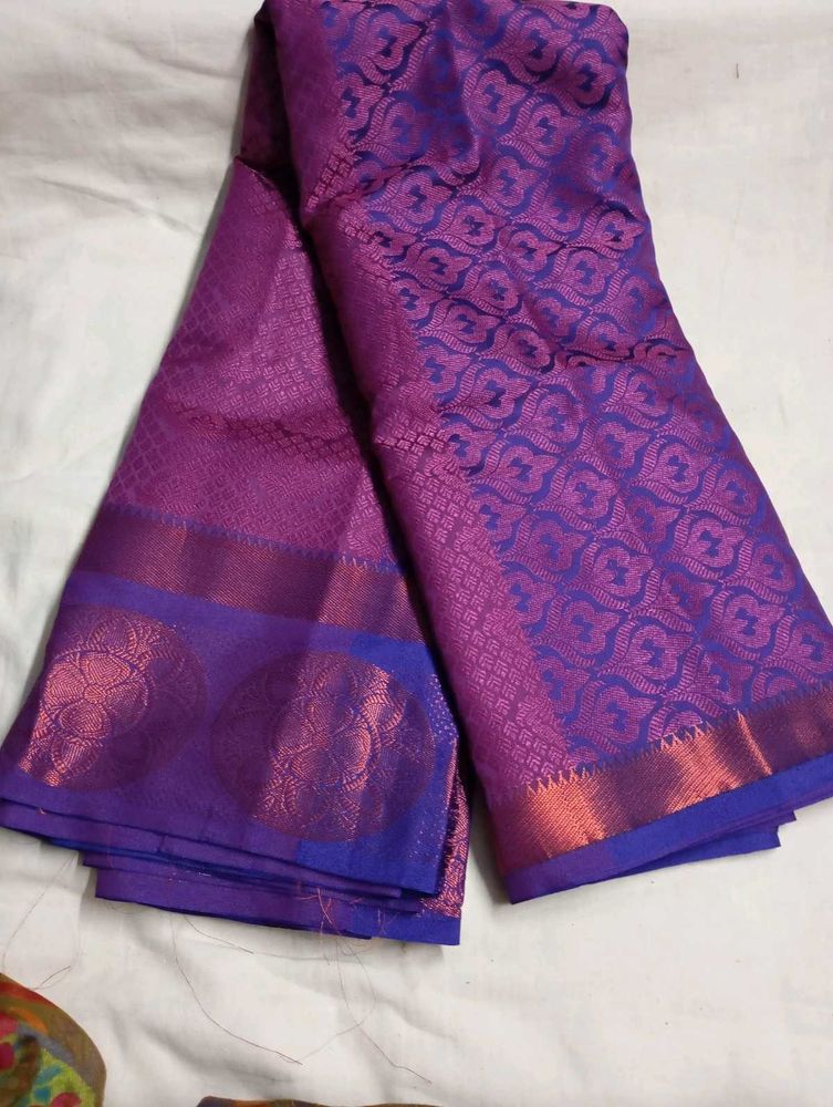 Purple &amp; Blue Silk Saree