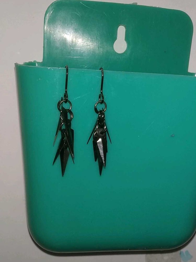 Edgy Black Dangle Earrings