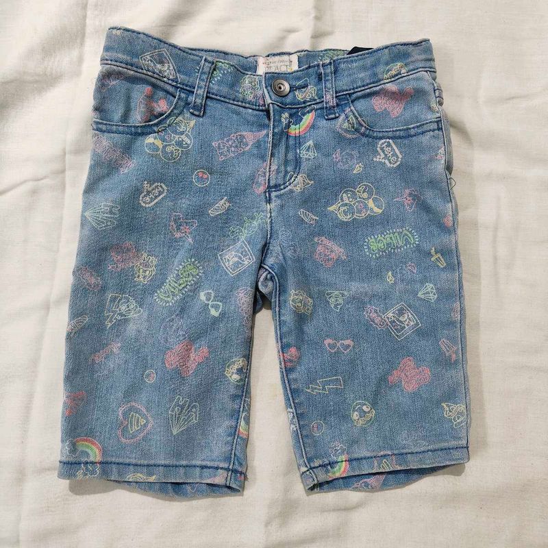 Cute Printed Denim Shorts