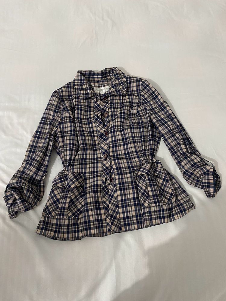 Cute Plaid Peplum Top