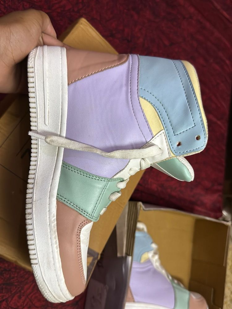 Pastel Colorblock High-Top Sneakers