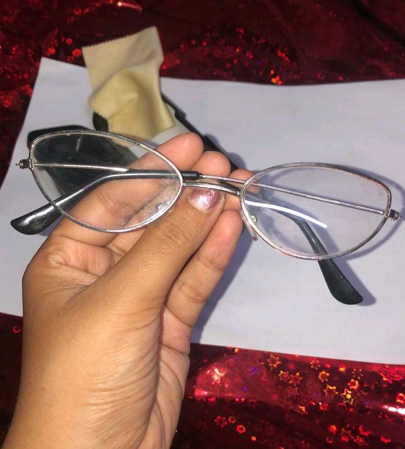 Cat Eye Y2K Silver Frame Glasses