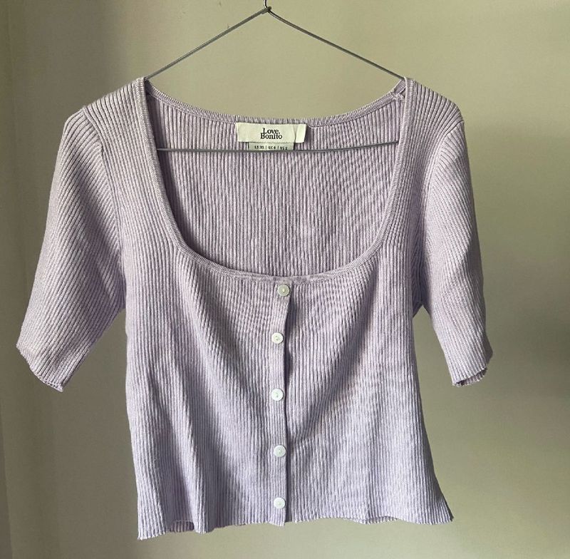 Love Bonito Ribbed Button Top