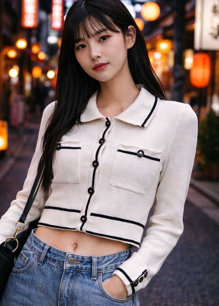 Stylish Cropped Knit Cardigan