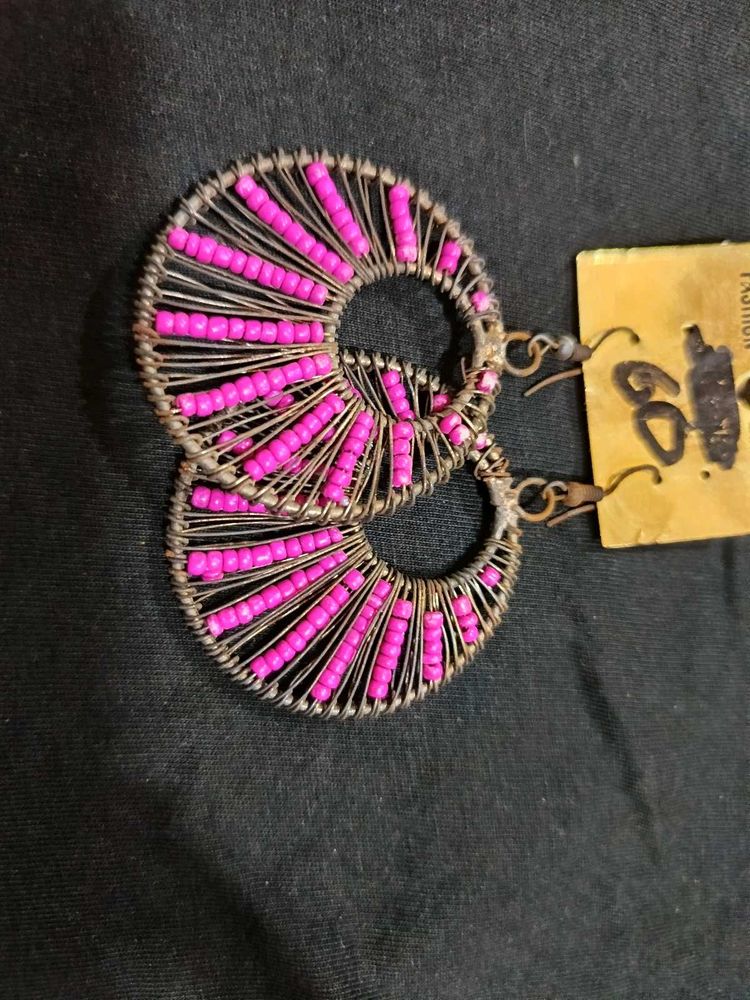 Pink Beaded Earrings