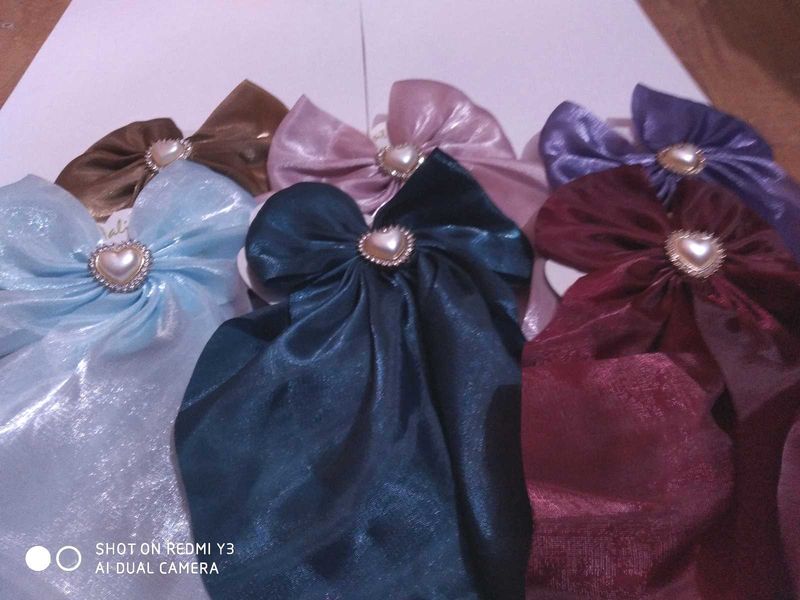 Shimmering Heart Hair Bows Set Of 2