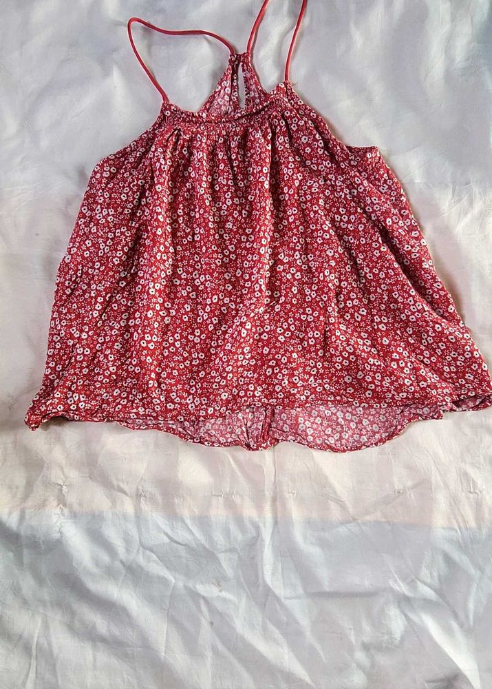 Floral Red Tank Top