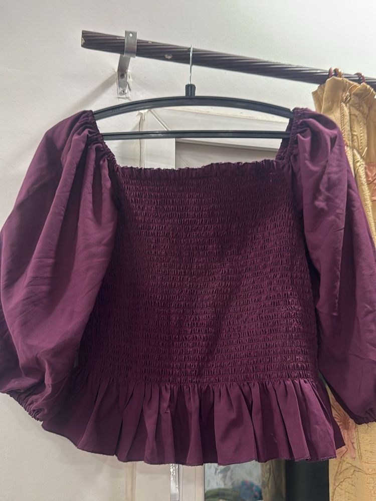 Chic Purple Smocked Crop Top