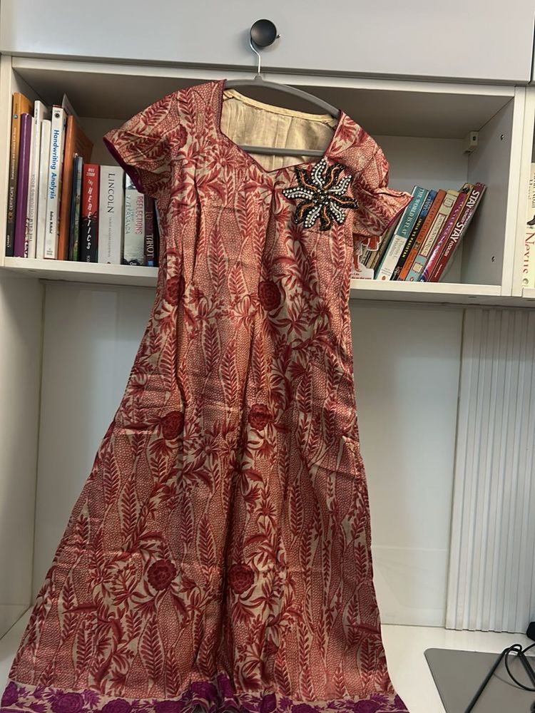 Floral Print Ethnic Dress Silk