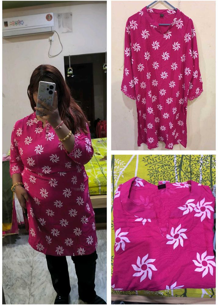Pink Floral Print Kurti
