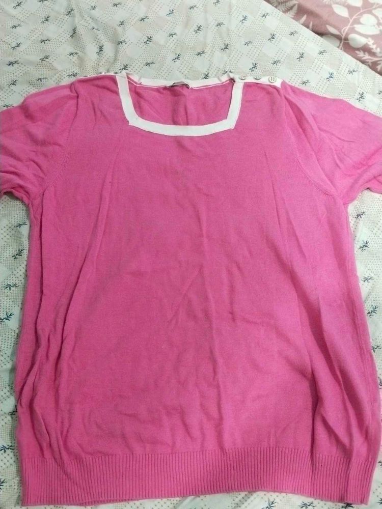 Pink Top with White Trim