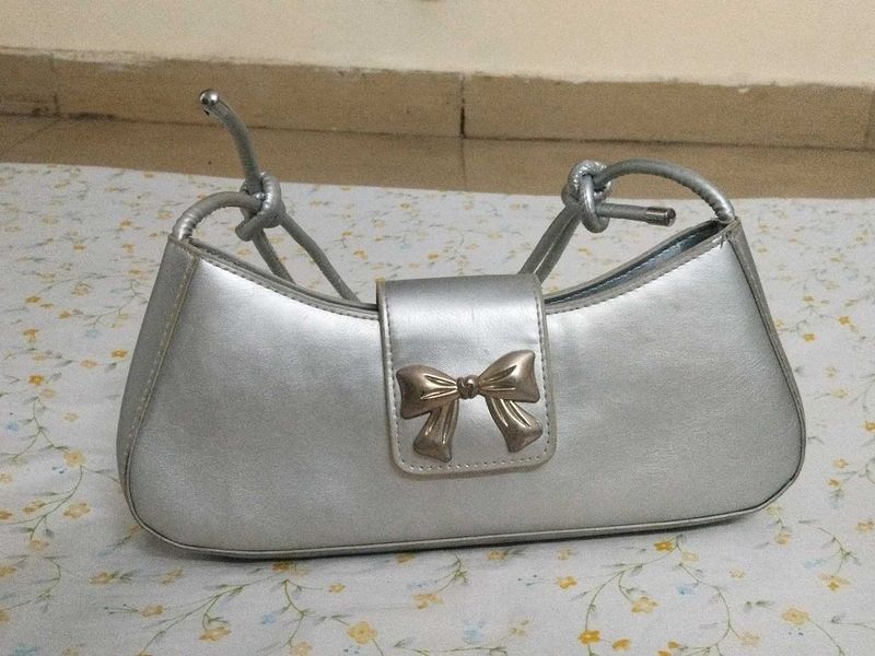 Silver Bow Handbag