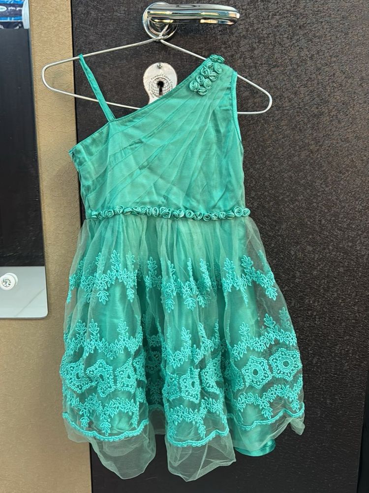 Girl's Party Dress - Aqua Lace