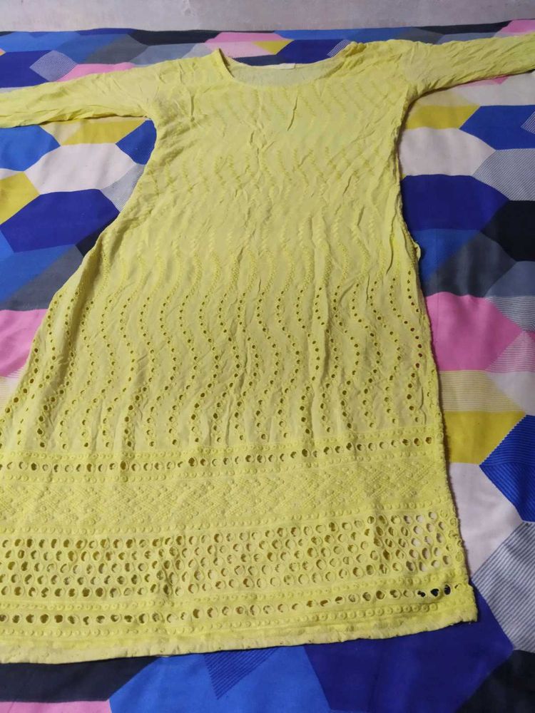 Yellow Embroidered Kurta