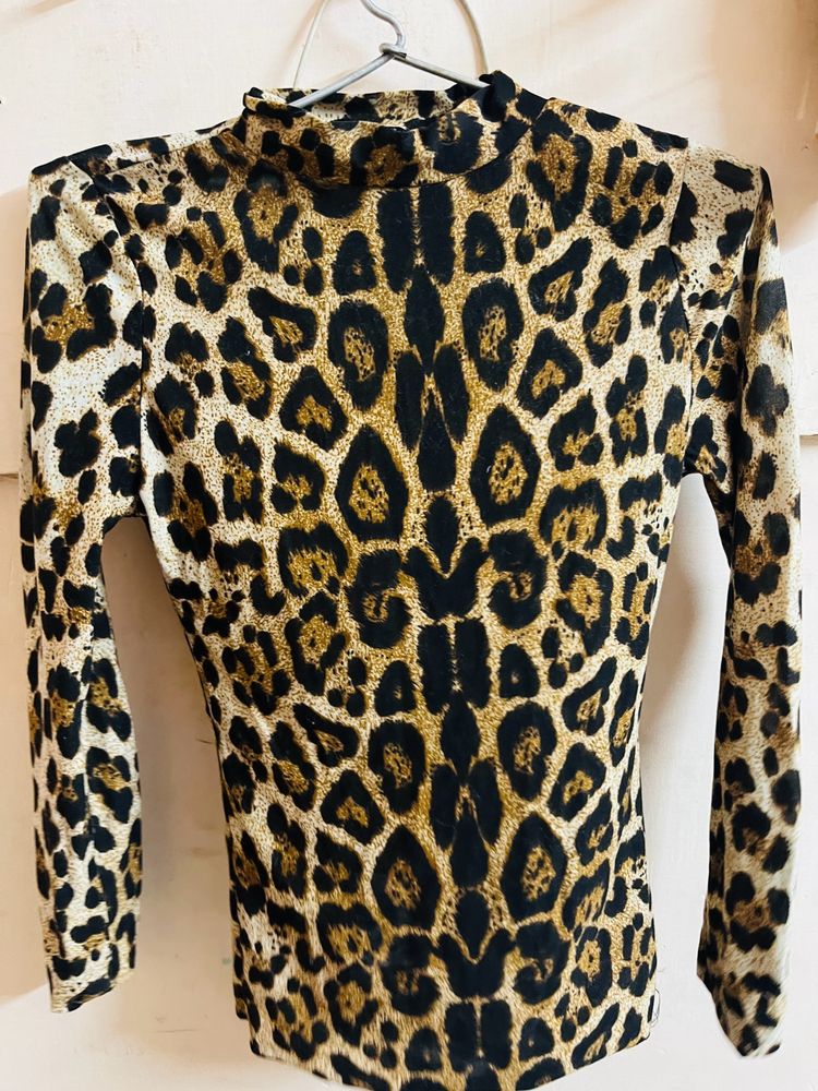 Sale-Shein Leapord Print Top