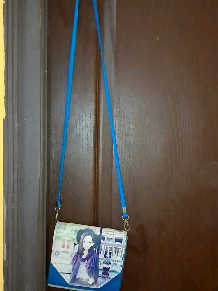 Blue Sling Bag With Detachable Straps