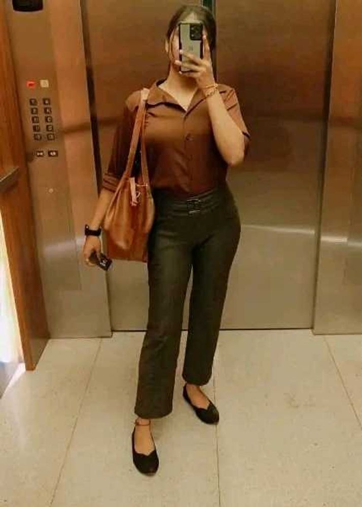 Chic Brown Top &amp; Olive Pants Set