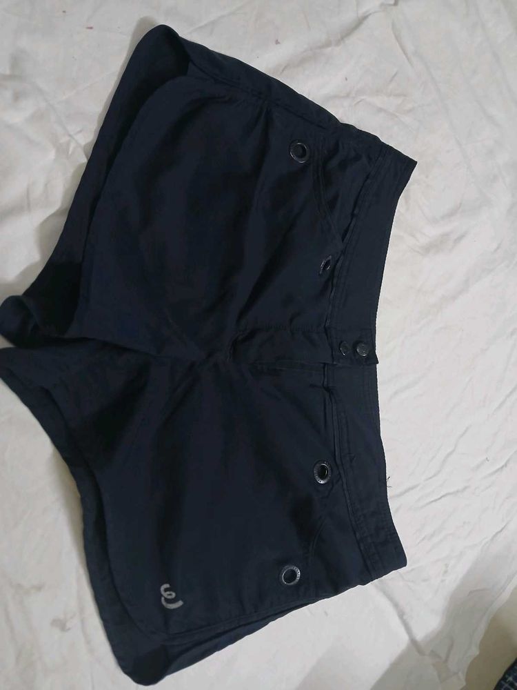 Navy Blue Shorts with Button Detail