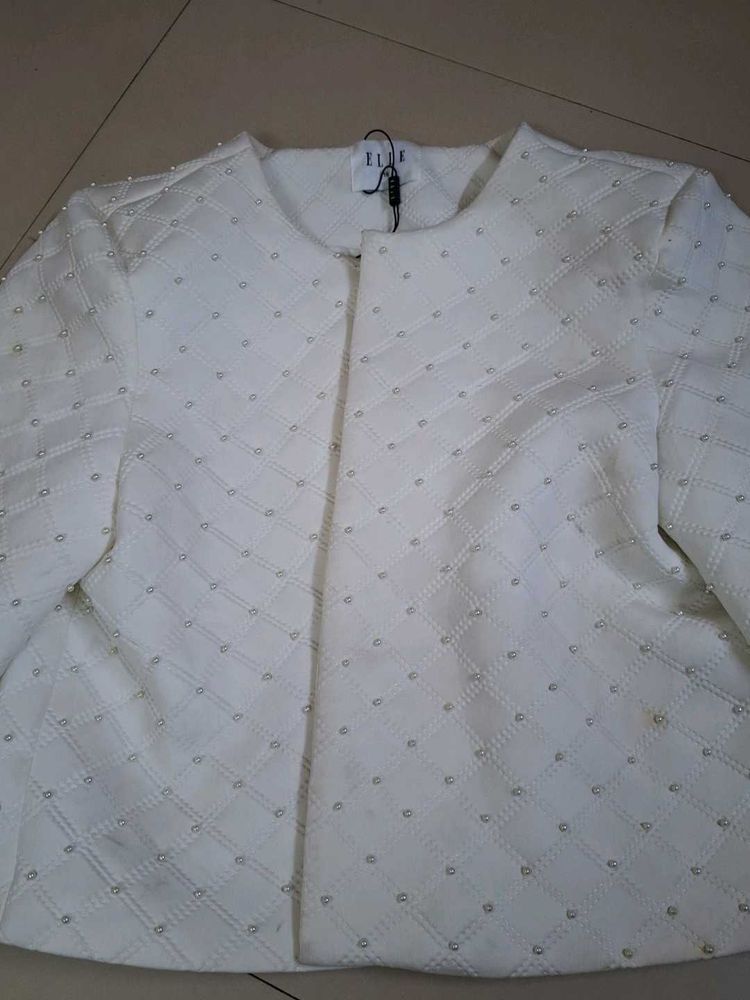 Elegant White Quilted Jacket