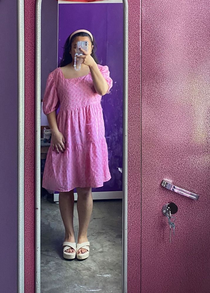 Pink Tiered Mini Dress