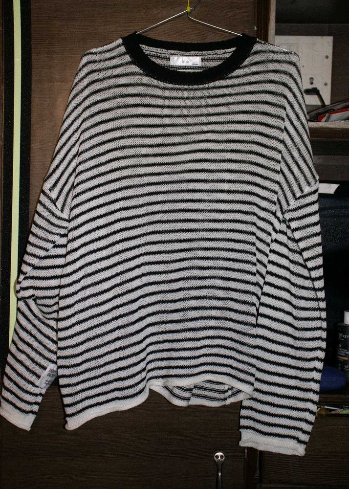 Striped Oversized Sweater with inner