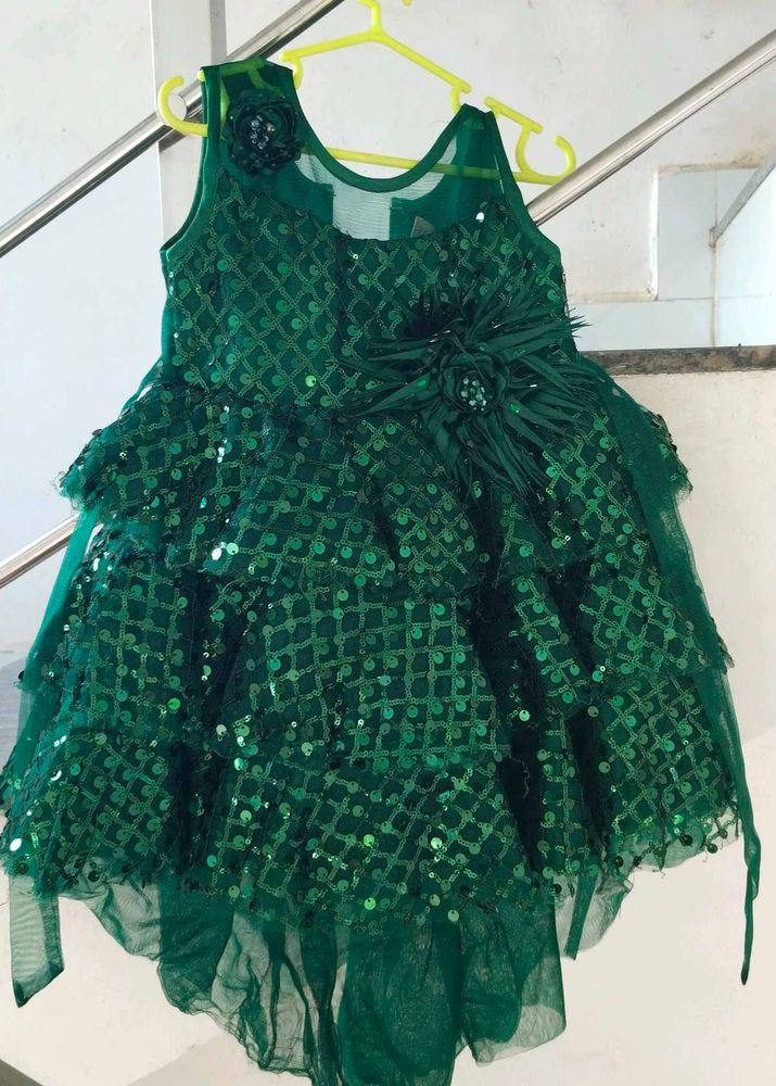 Green Up And down Frock