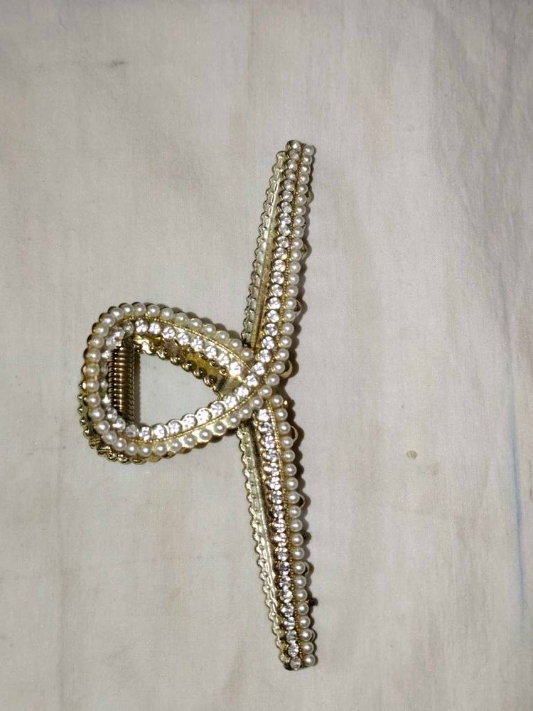 Pearl &amp; Rhinestone Hair Claw Clip