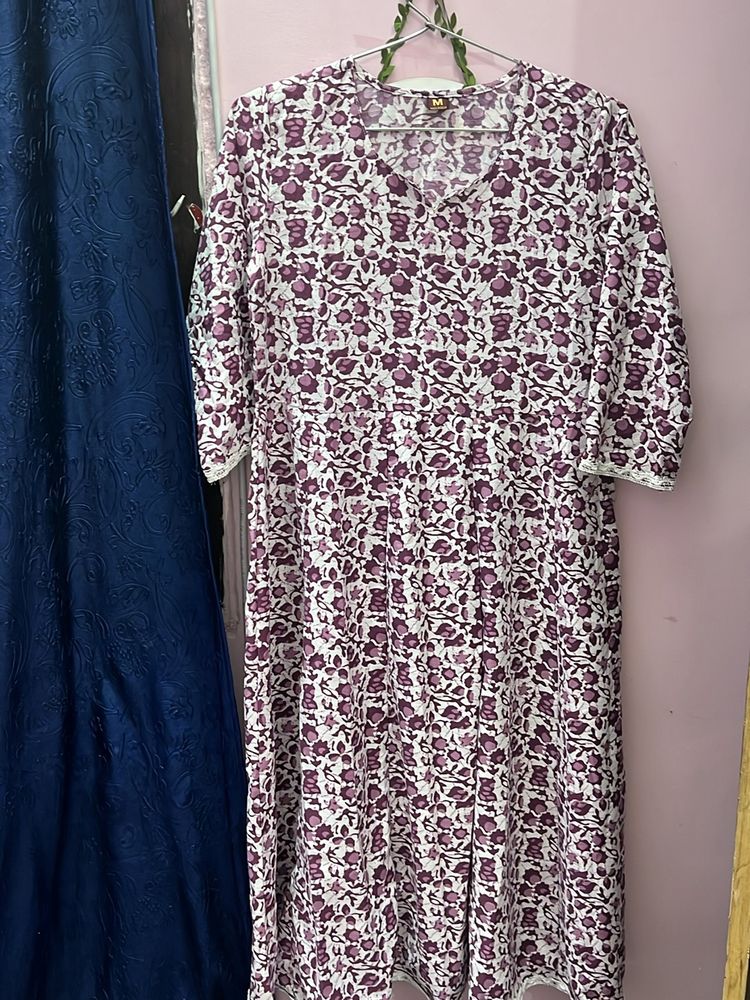 Lavender And White Colour Kurta