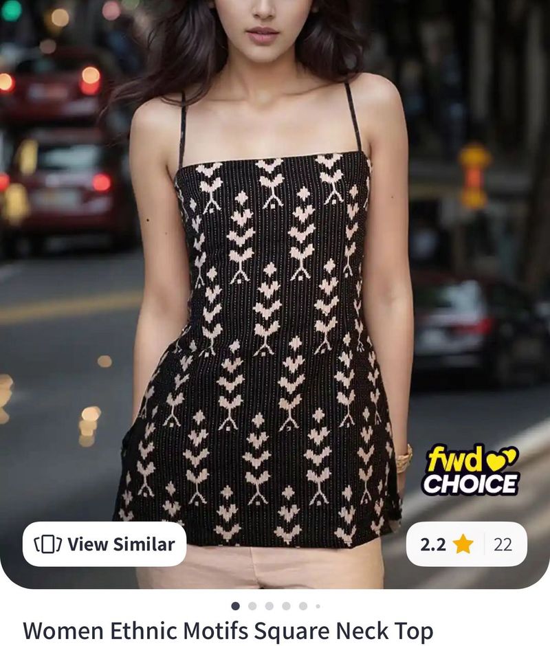 Ethnic Motifs Square Neck Top