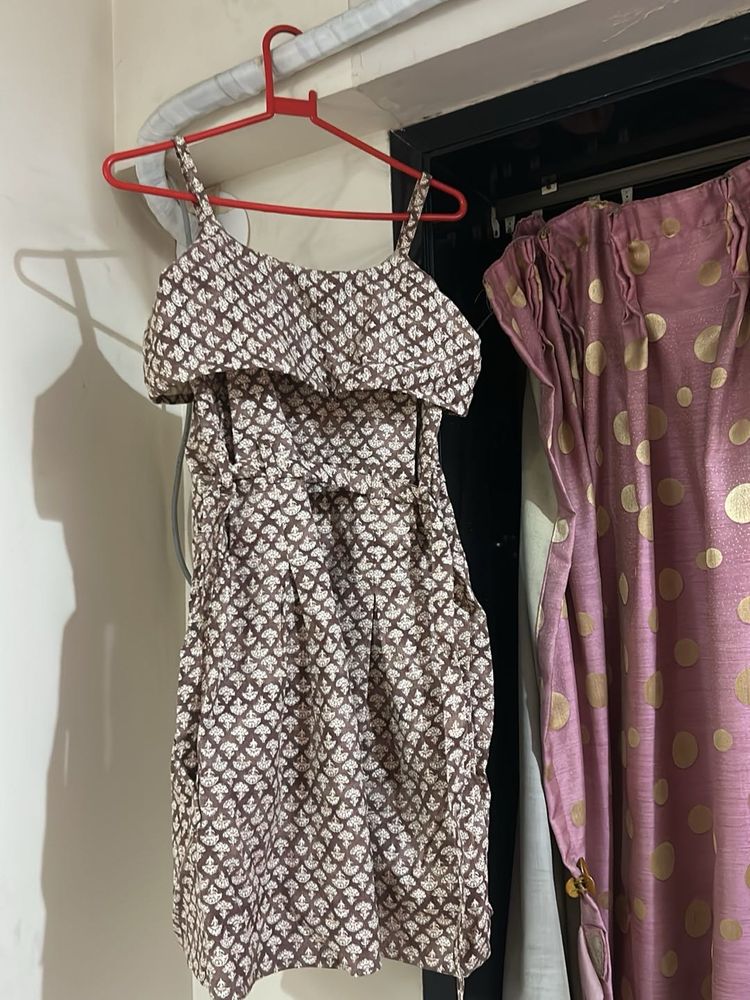 Brown &amp; White Sundress