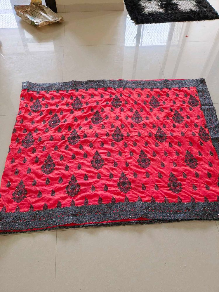Red Embroidered Saree