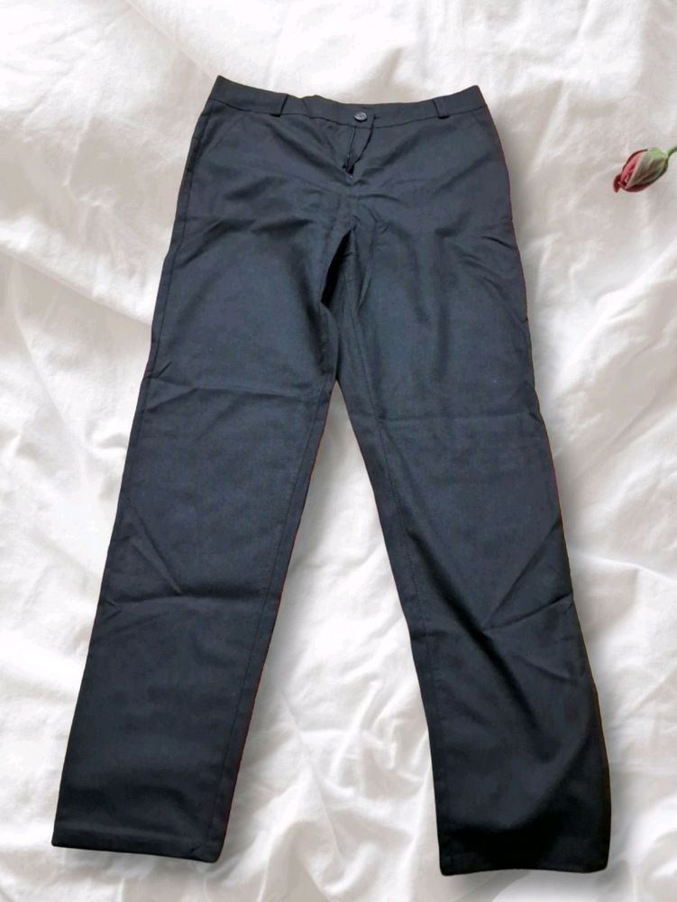 Black cotton formal pant