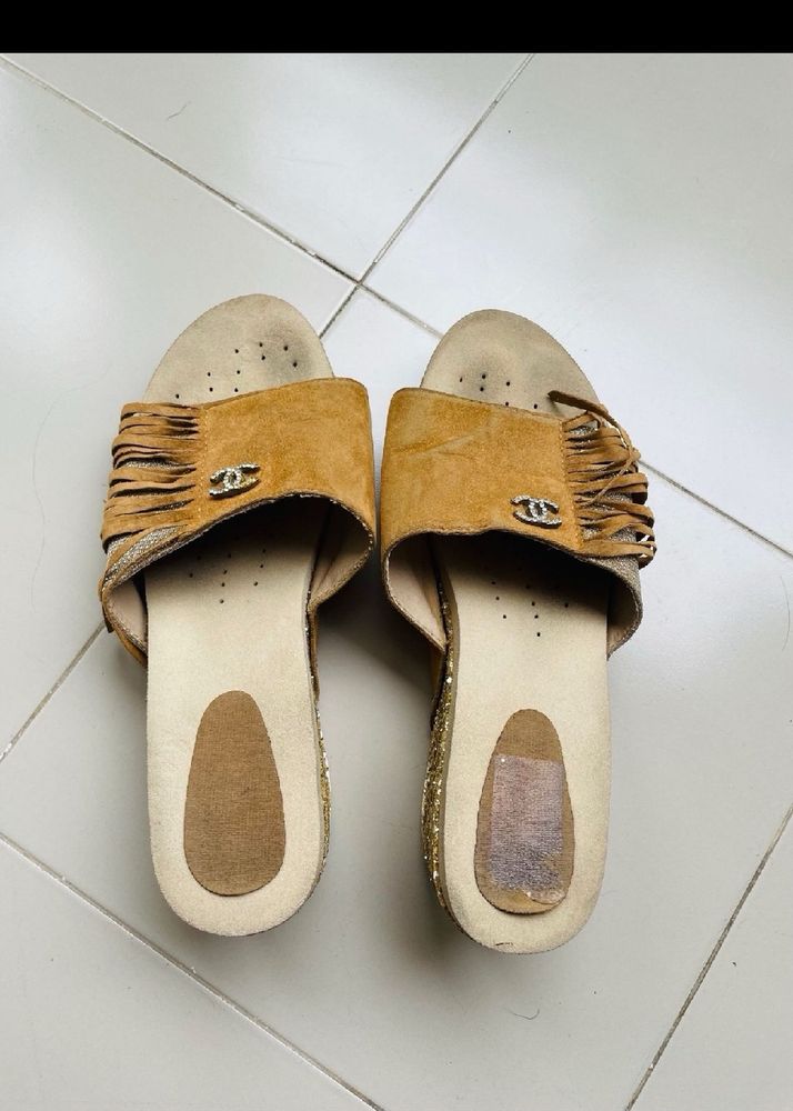 Sequin Golden Party Wear Wedges