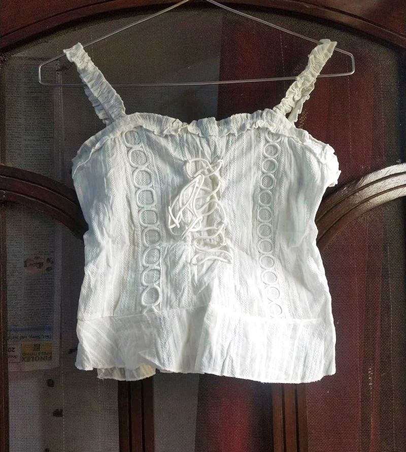 URBANIC White Lace Trim Cami Top