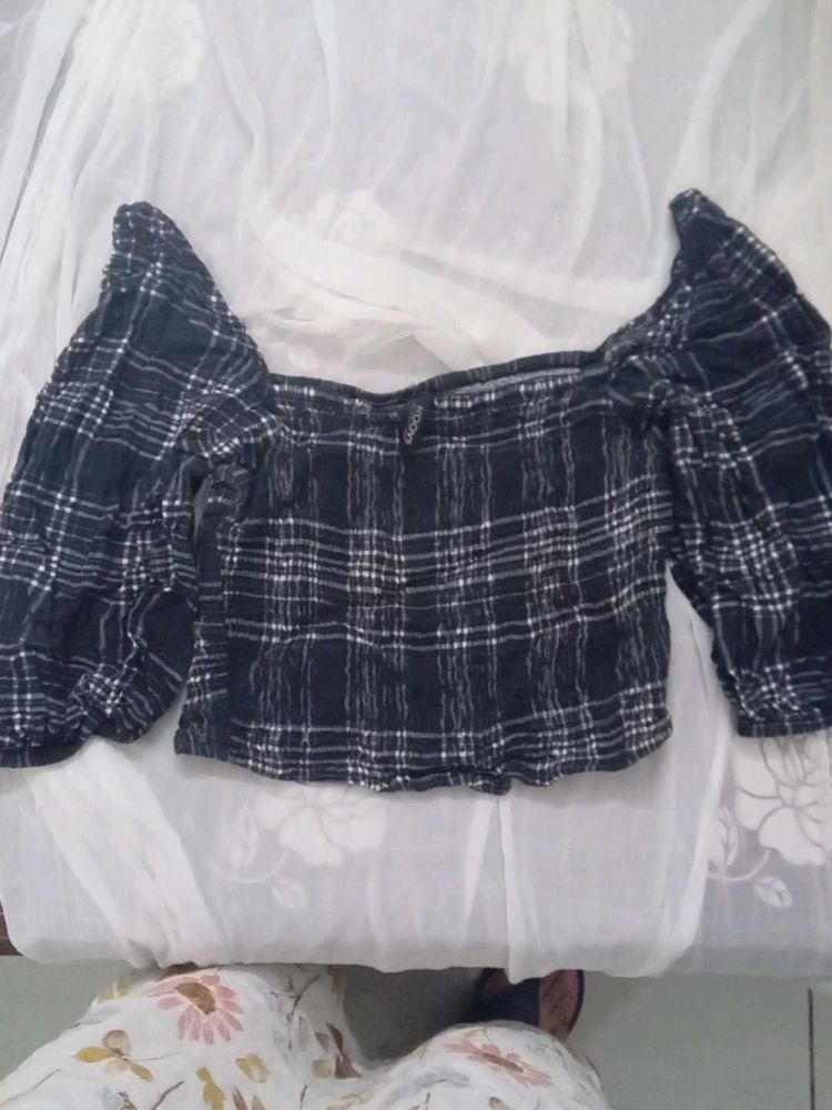 Plaid Off-Shoulder Top