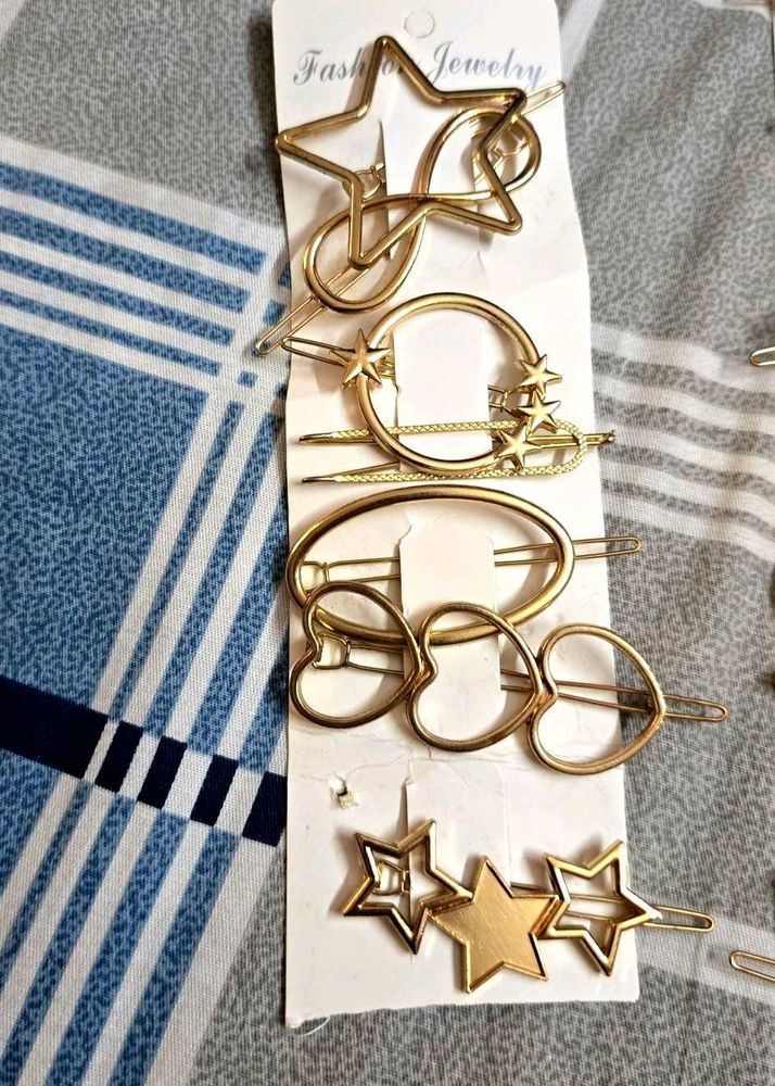 Golden Hair Clip Set
