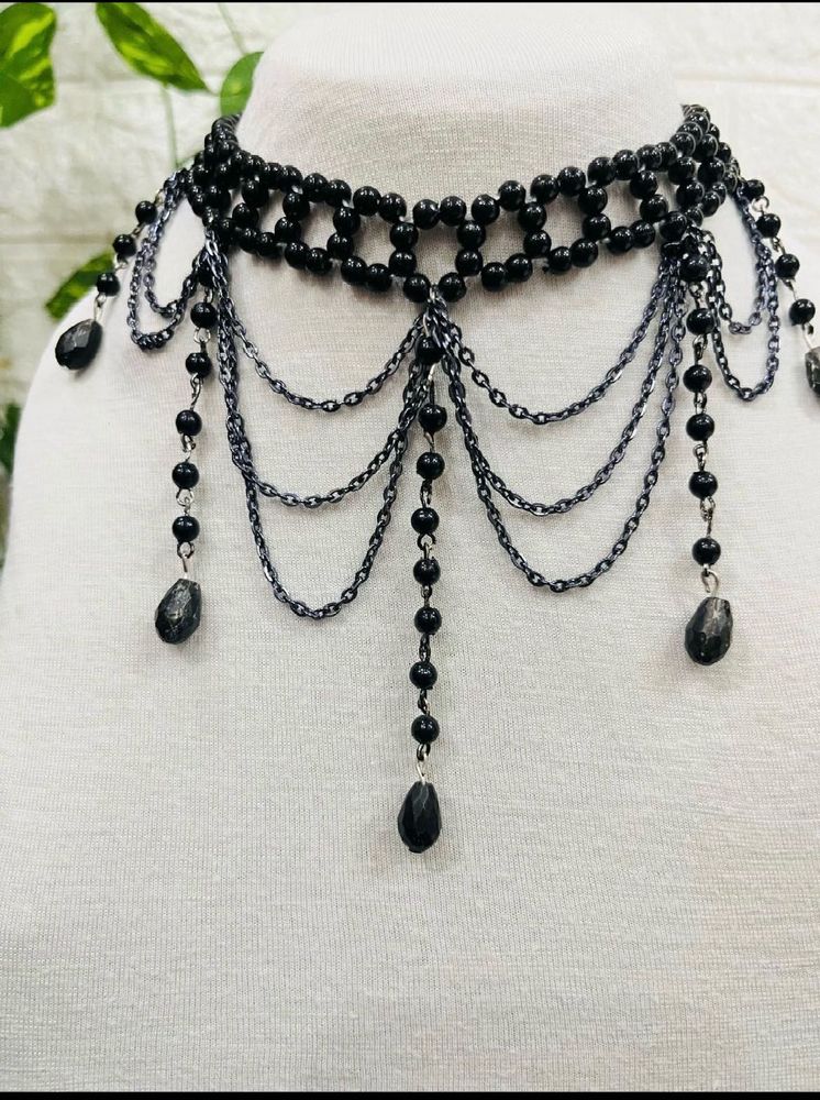 Restocked Black Unique Design BeadedNeckpiece