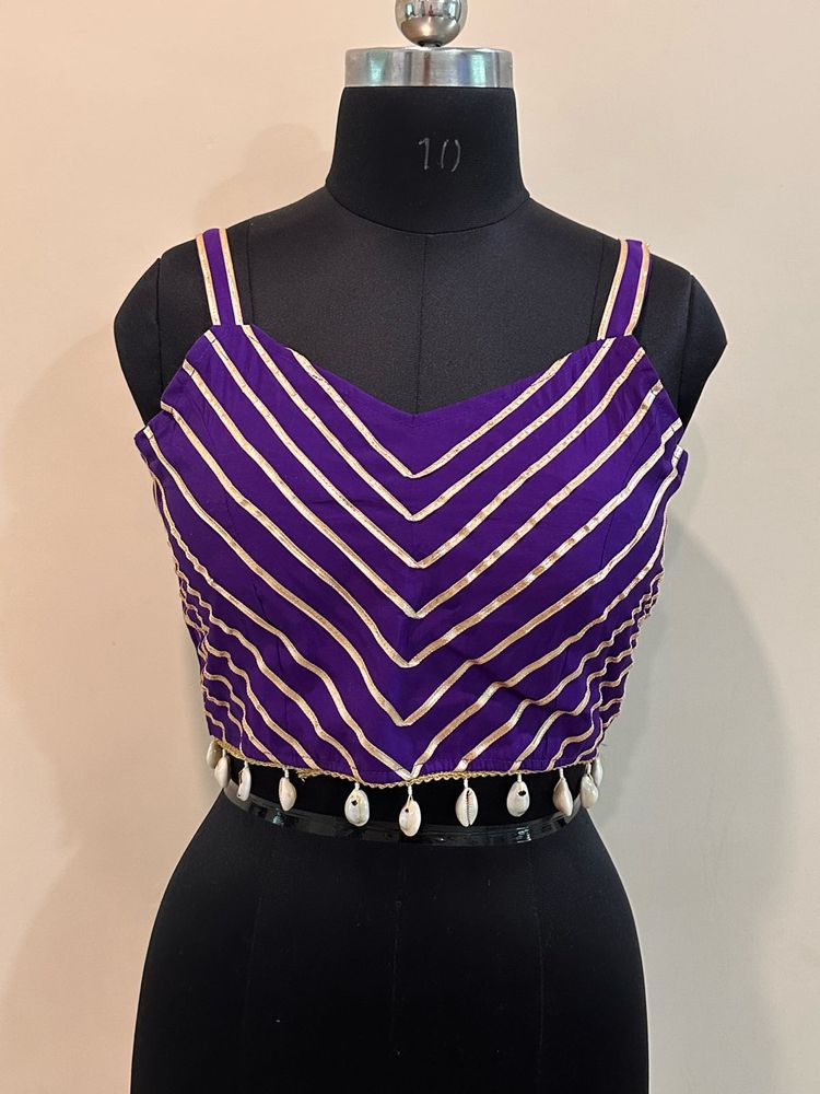 Purple Striped Shell Crop Top