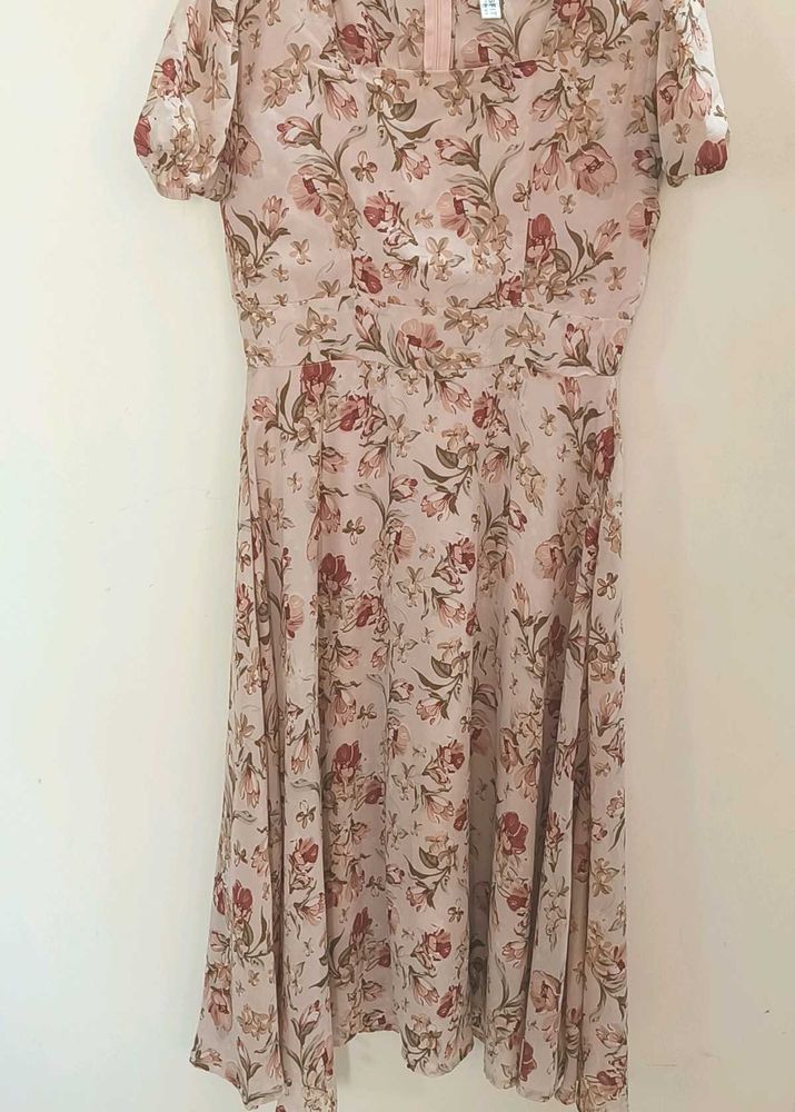 pastel colour floral midi dress.