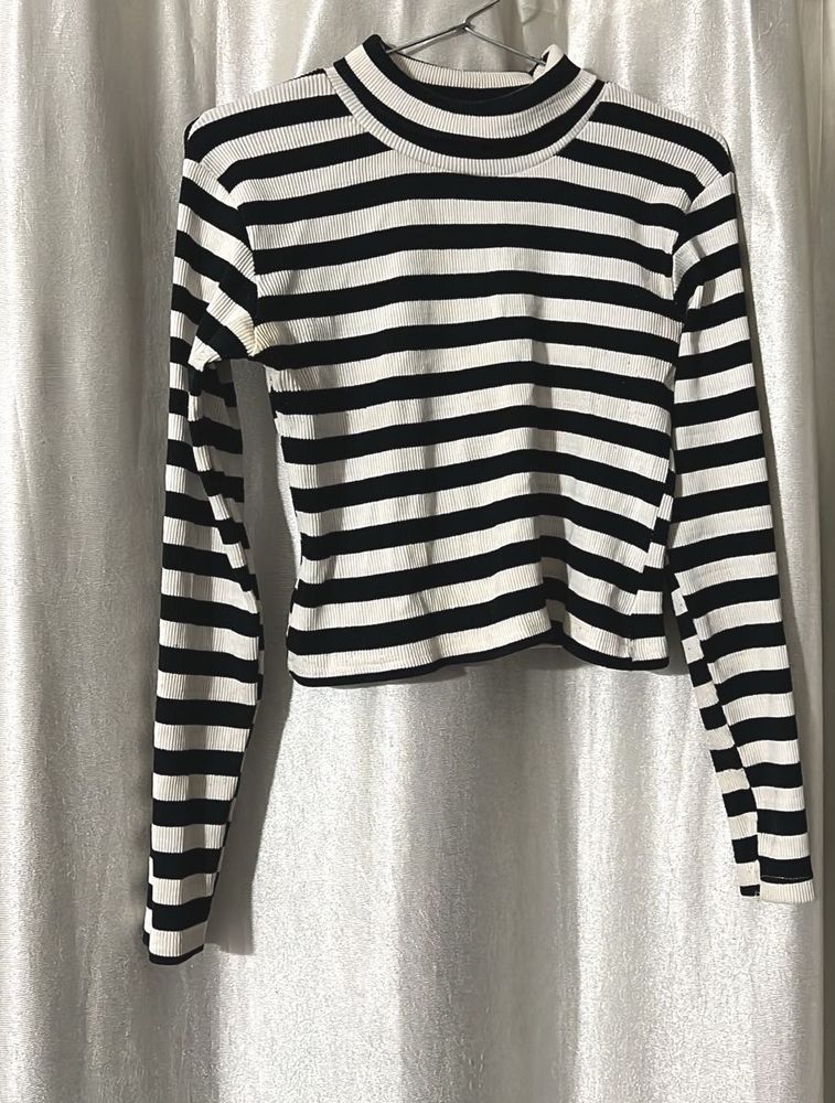 Striped Mock Neck Top