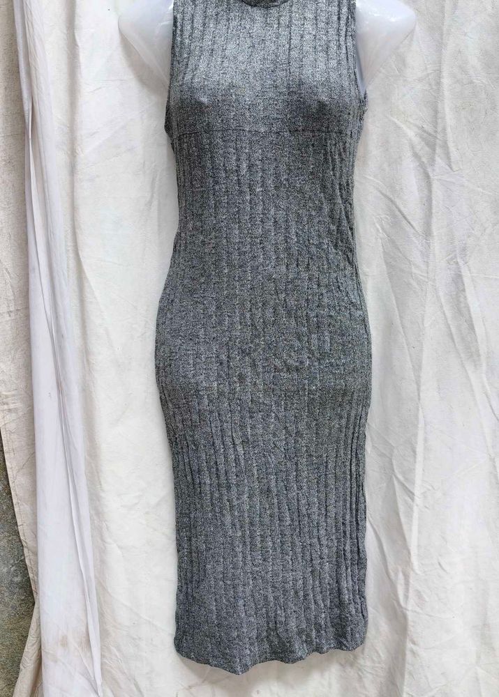 362011. Grey Ribbed Bodycon Dress