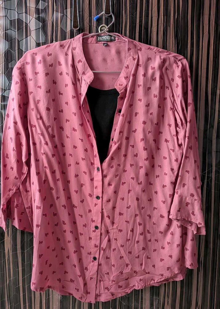 Pink Heart Print Top