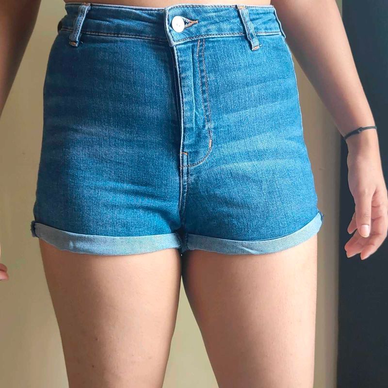 Denim High-Waisted Shorts