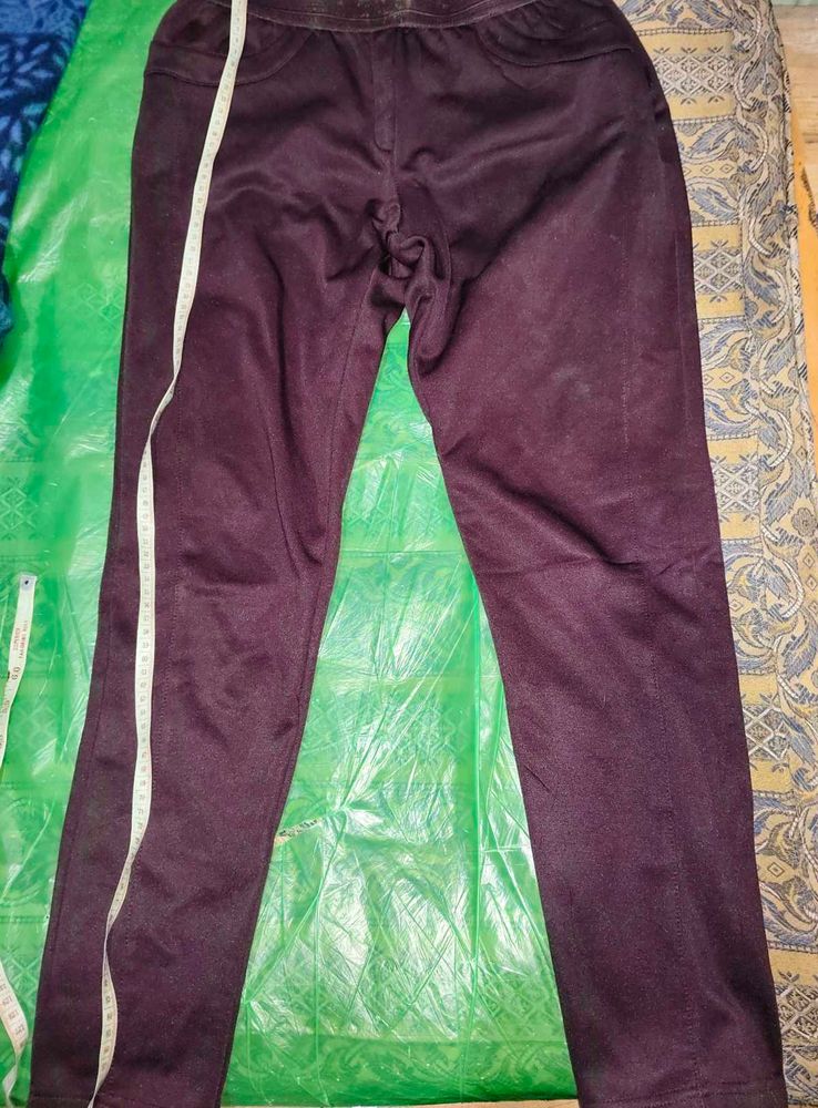 Stretchable Waist Burgundy Pants
