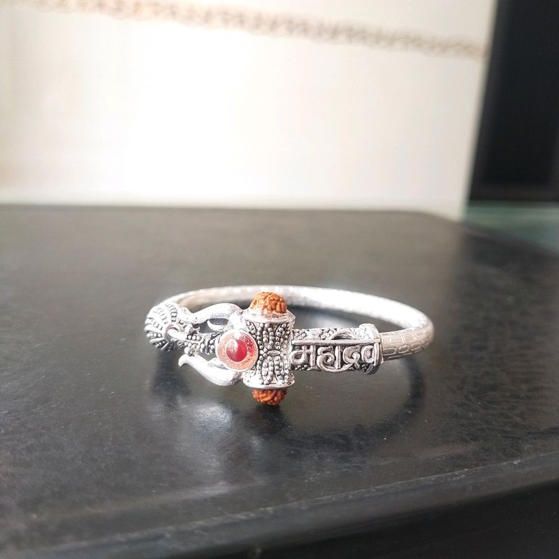 Pure Silver Rudraksha Mahadev Openable Kada