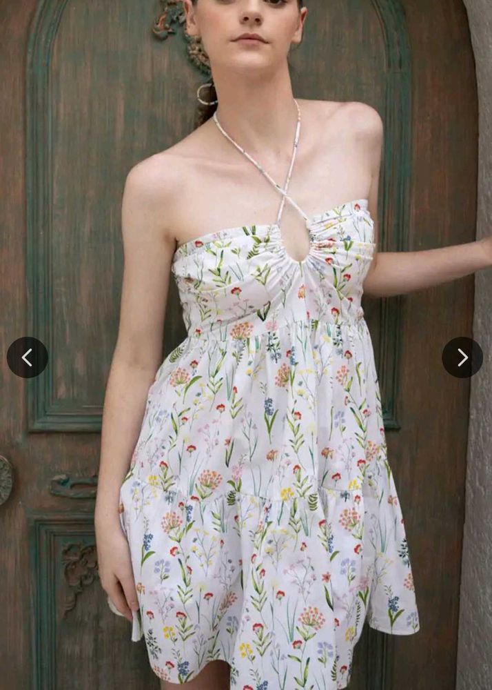 Floral Halter Mini Dress m size