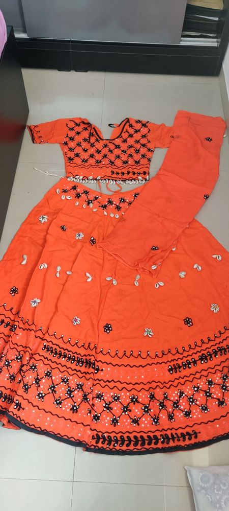 orange black choli