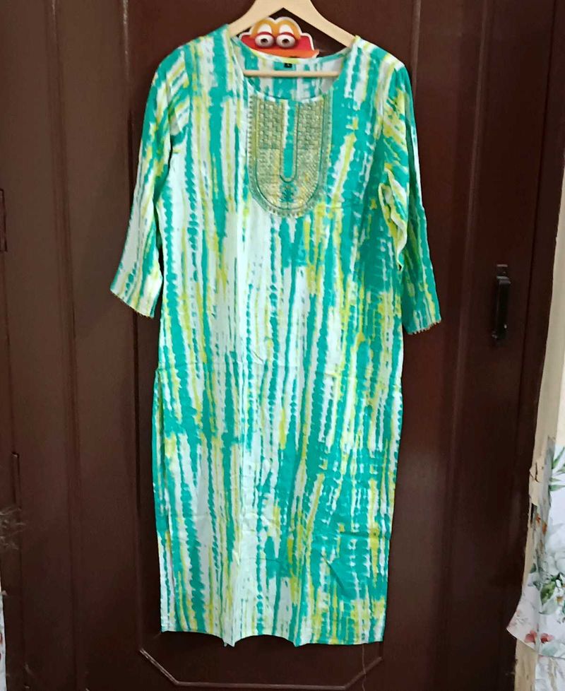 Neon Green And White Suit Set